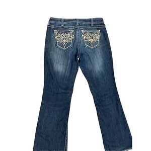 Ariat Ruby Bootcut Jeans 30 R Blue Embroidered Bejeweled Distressed Low Rise